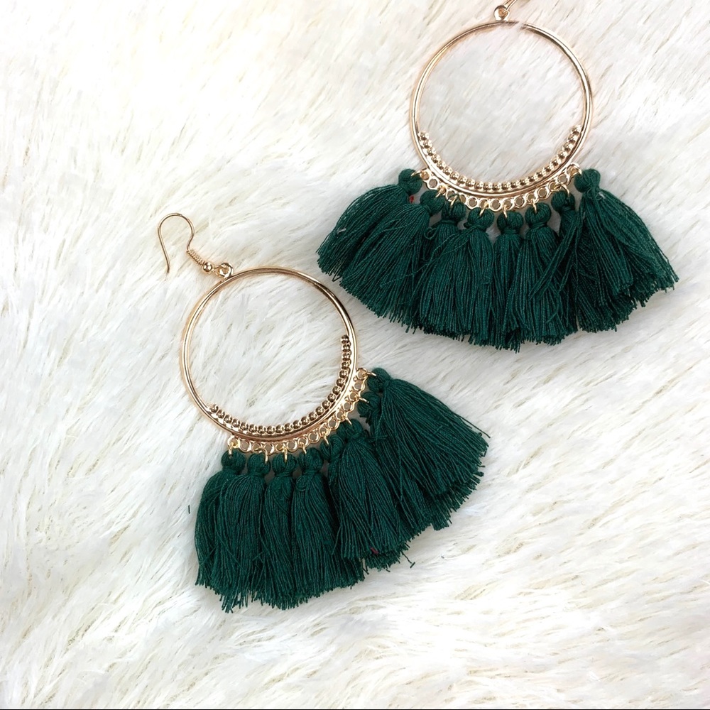 🍁 Boho fashion earrings tassel colorful dangle - Picture 1 of 2